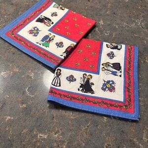 Vintage set of Runni Tekstltrykk Square Napkins Norway